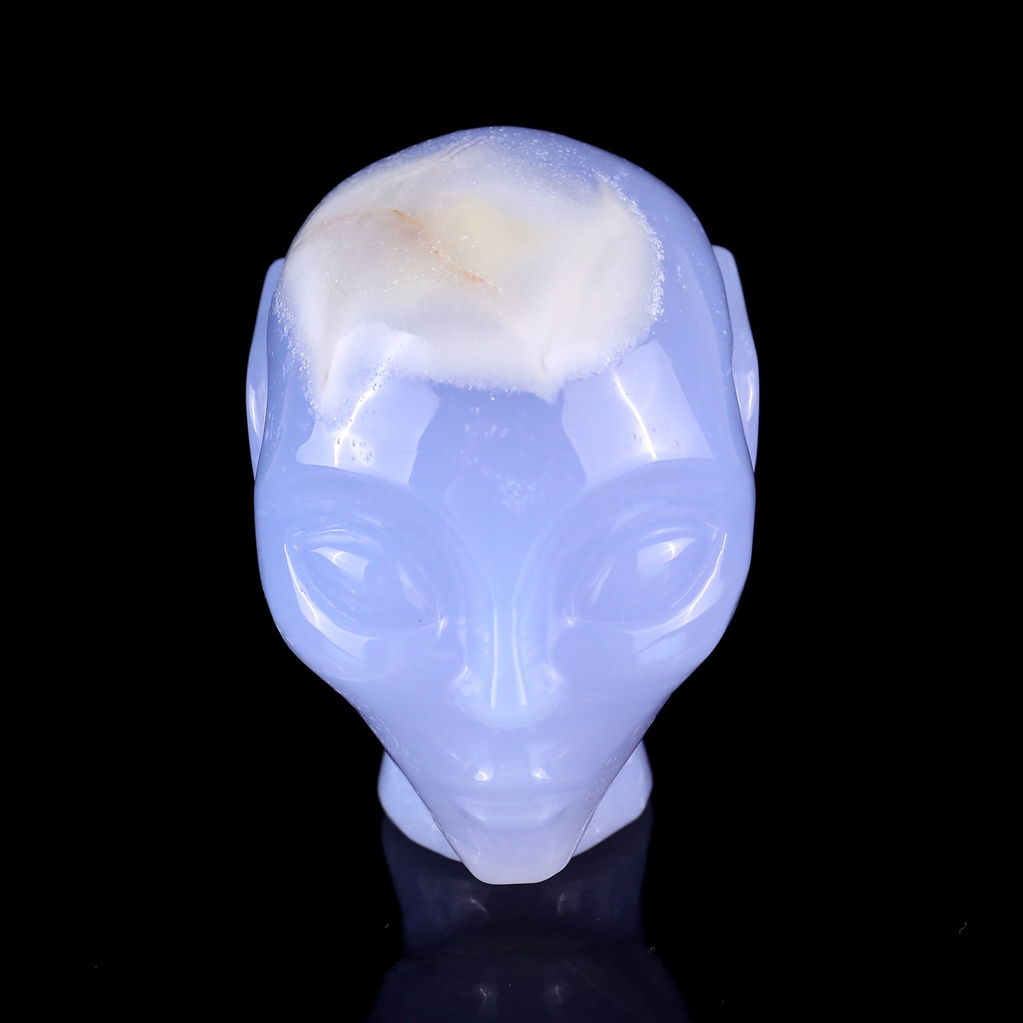 2.9" Blue Chalcedony Hand Carved Crystal Elf Alien Sculpture Crystallumi