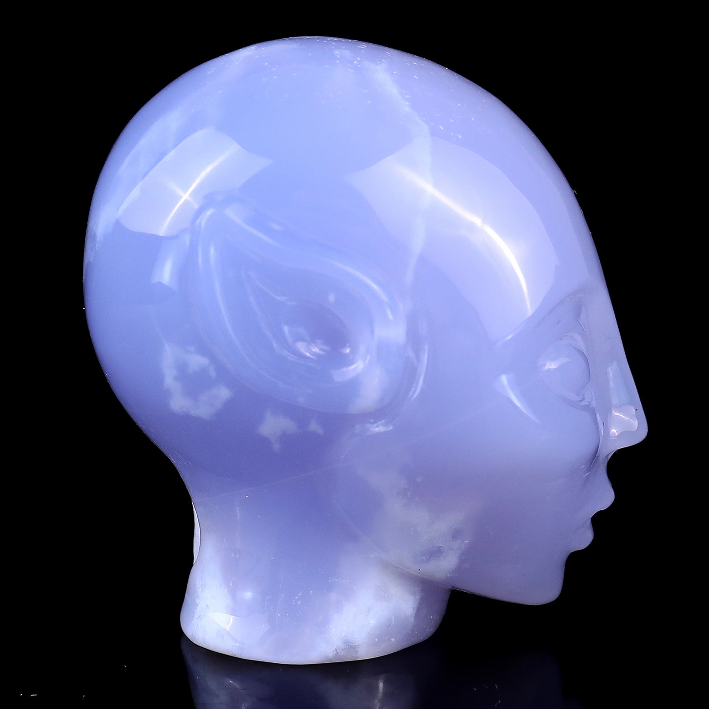 2.9" Blue Chalcedony Hand Carved Crystal Elf Alien Sculpture Crystallumi