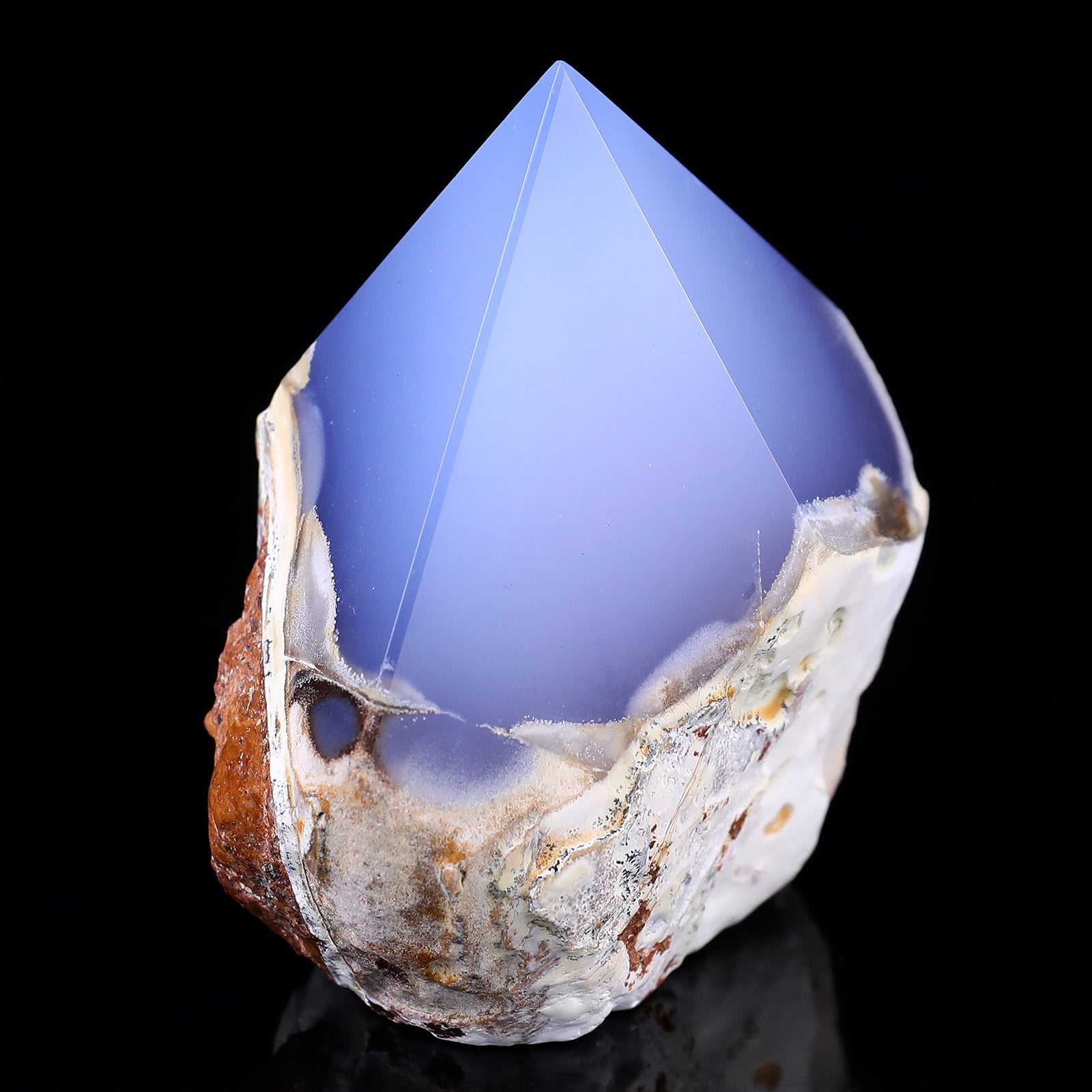 2.9" Blue Chalcedony Hand Carved Crystal Polished Point Crystallumi