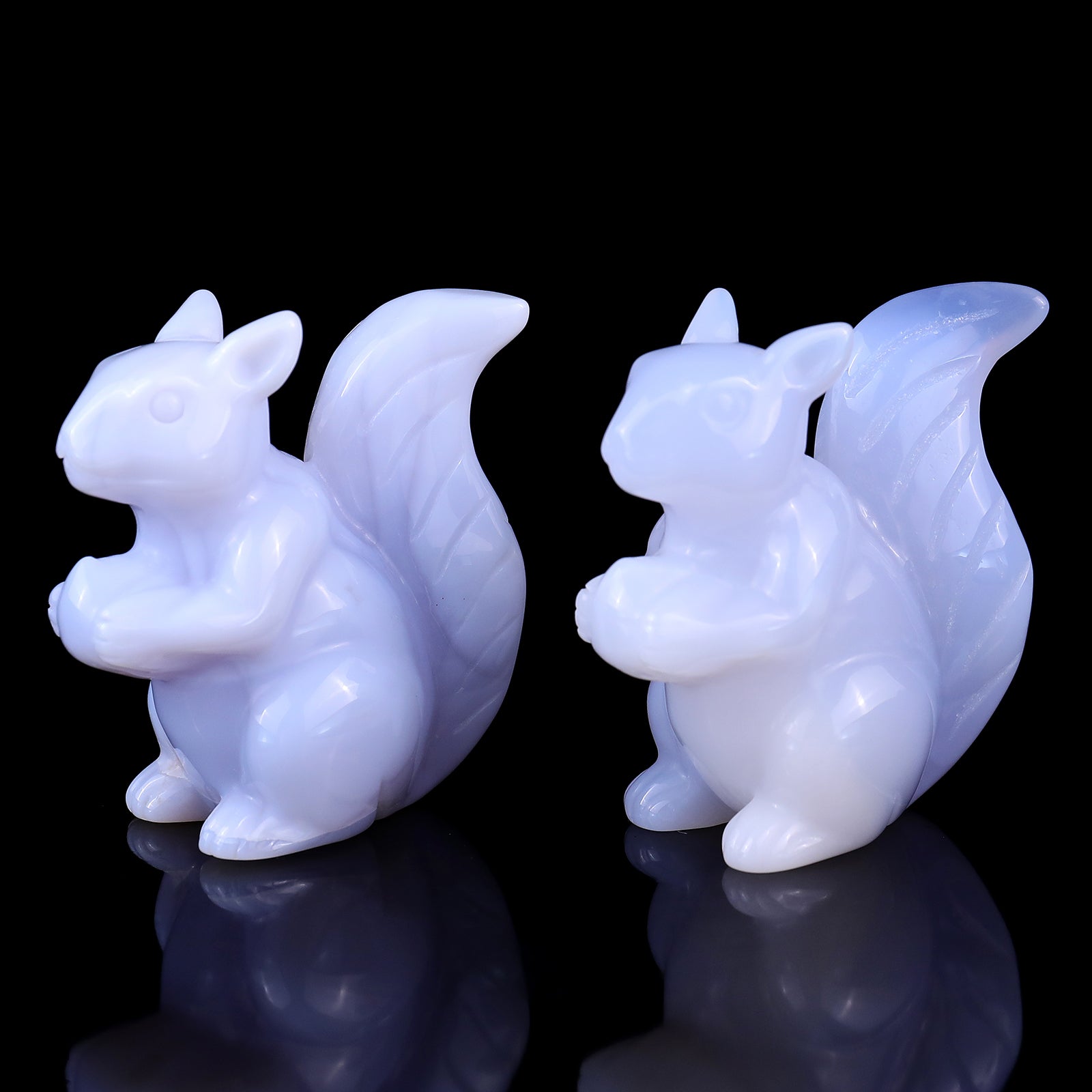 2.9" Blue Chalcedony Hand Carved Crystal Squirrel Sculpture Crystallumi