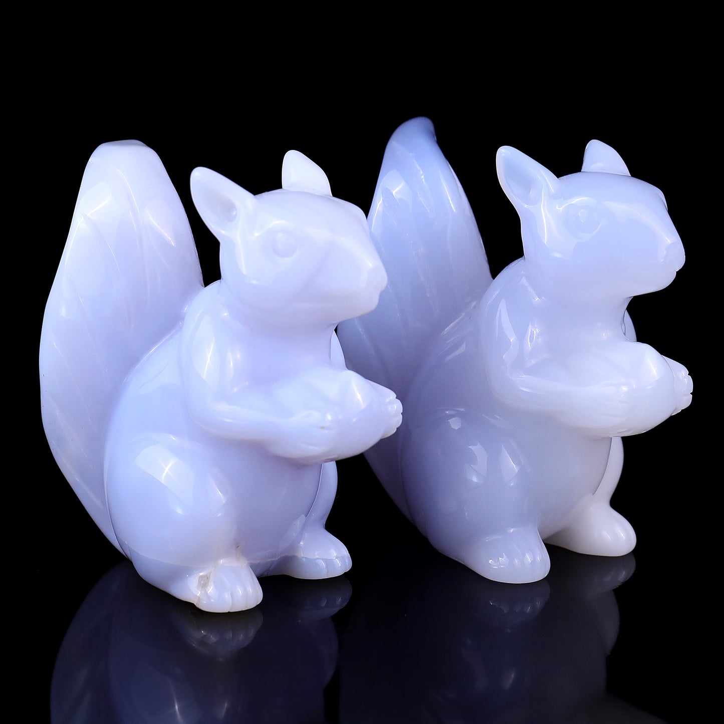 2.9" Blue Chalcedony Hand Carved Crystal Squirrel Sculpture Crystallumi