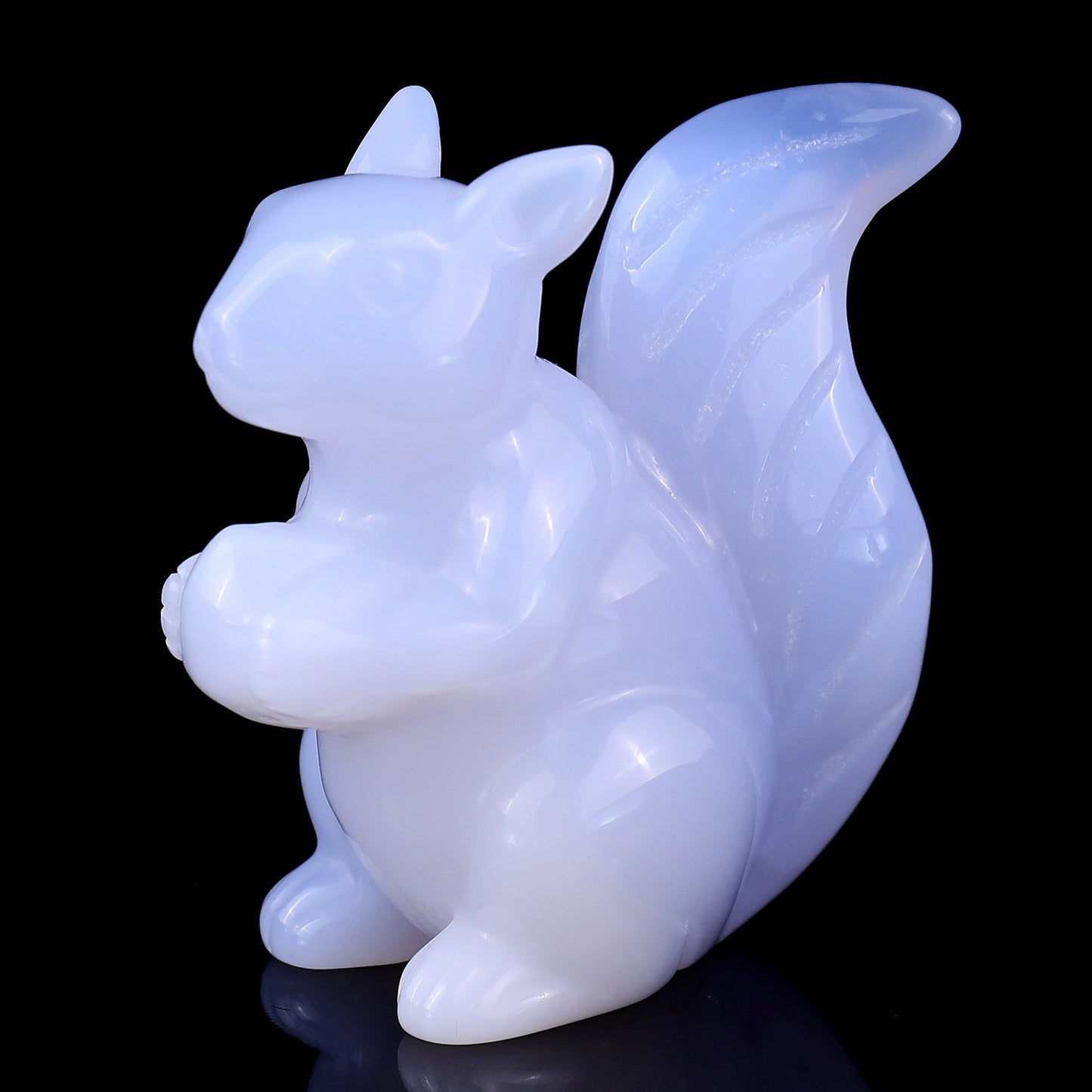 2.9" Blue Chalcedony Hand Carved Crystal Squirrel Sculpture Crystallumi