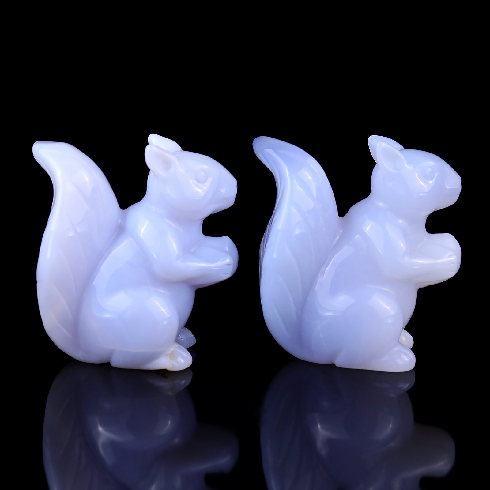 2.9" Blue Chalcedony Hand Carved Crystal Squirrel Sculpture Crystallumi