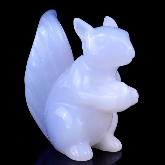 2.9" Blue Chalcedony Hand Carved Crystal Squirrel Sculpture Crystallumi