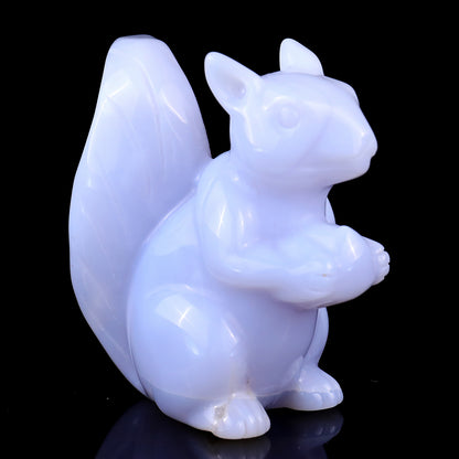 2.9" Blue Chalcedony Hand Carved Crystal Squirrel Sculpture Crystallumi