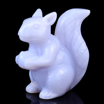 2.9" Blue Chalcedony Hand Carved Crystal Squirrel Sculpture Crystallumi