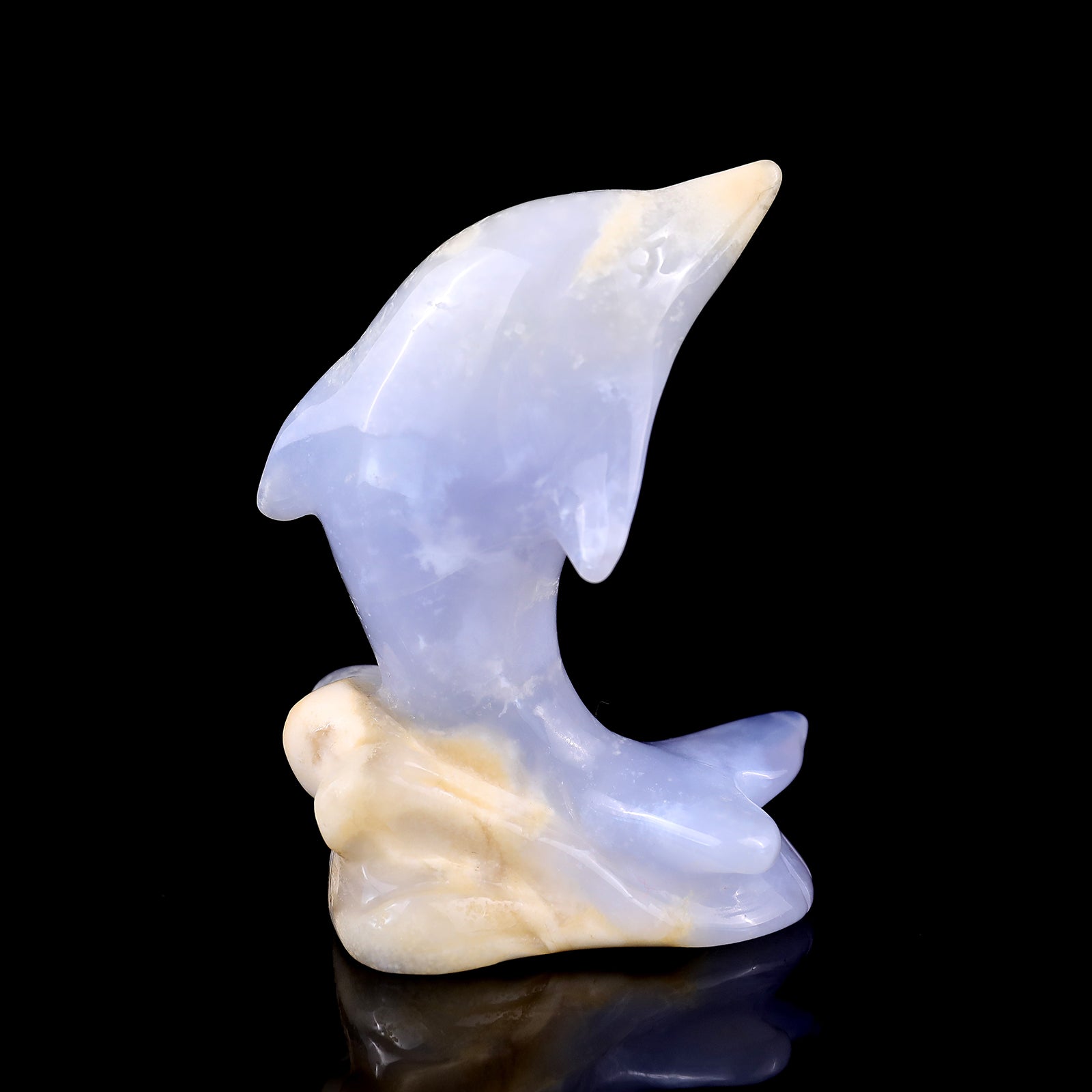 2.9" Blue Chalcedony Hand Carved Crystal Unicorn Sculpture Crystallumi