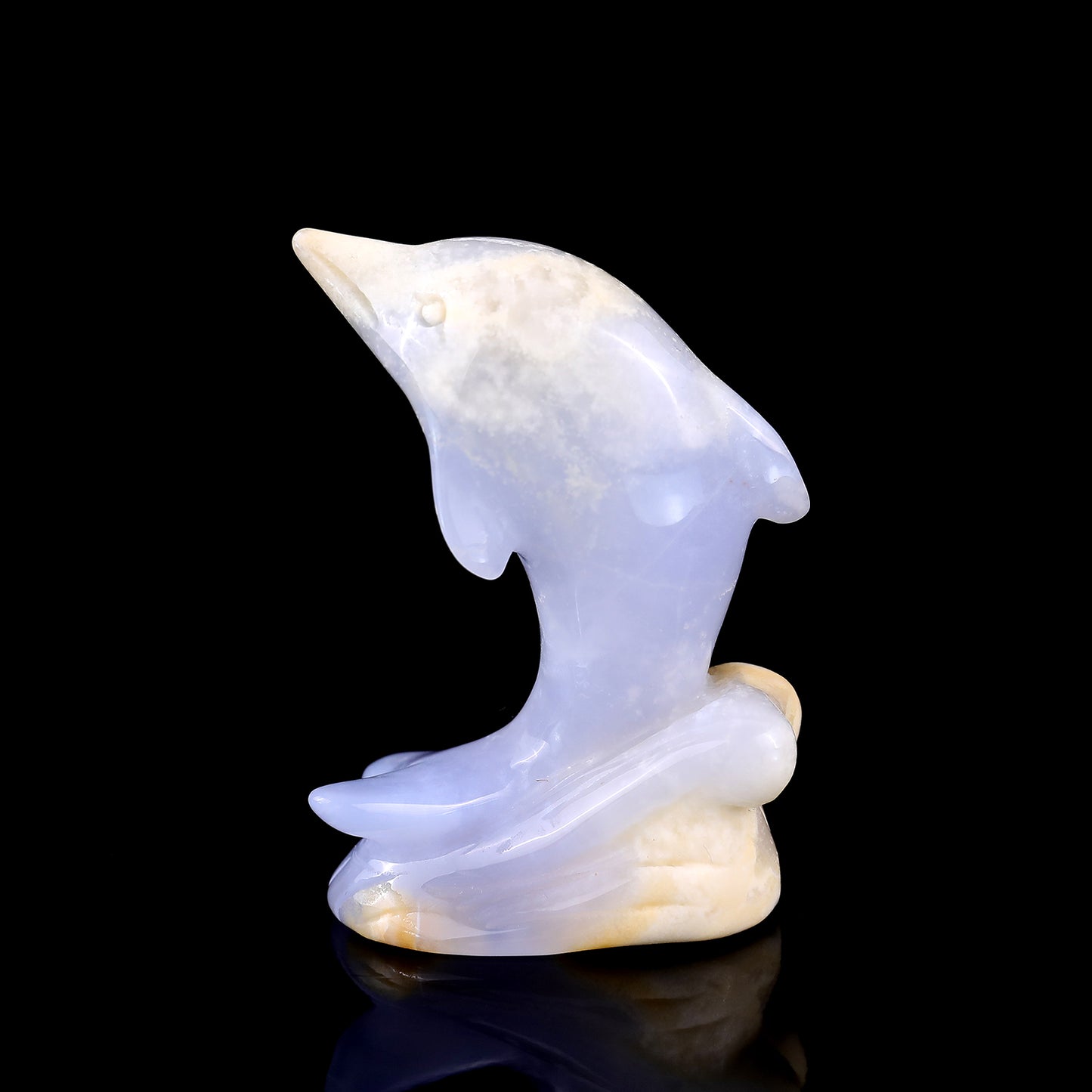 2.9" Blue Chalcedony Hand Carved Crystal Unicorn Sculpture Crystallumi