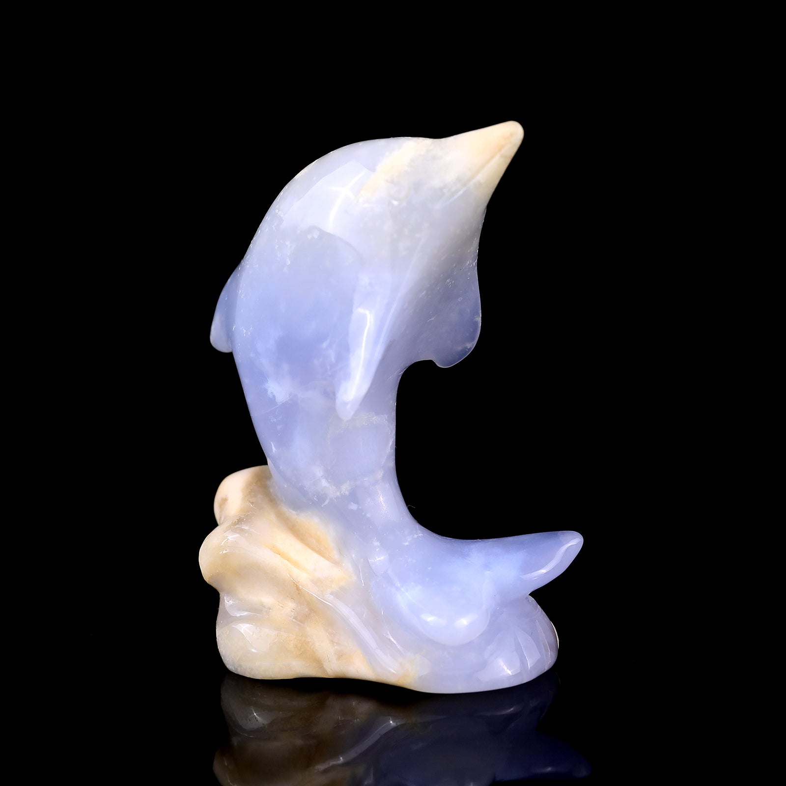 2.9" Blue Chalcedony Hand Carved Crystal Unicorn Sculpture Crystallumi