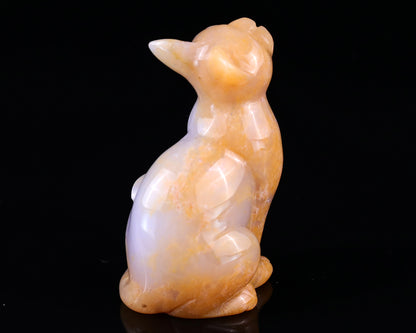 2.9" Chalcedony Hand Carved Crystal Cat Sculpture Crystallumi