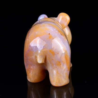 2.9" Chalcedony Hand Carved Crystal Panda Sculpture Crystallumi