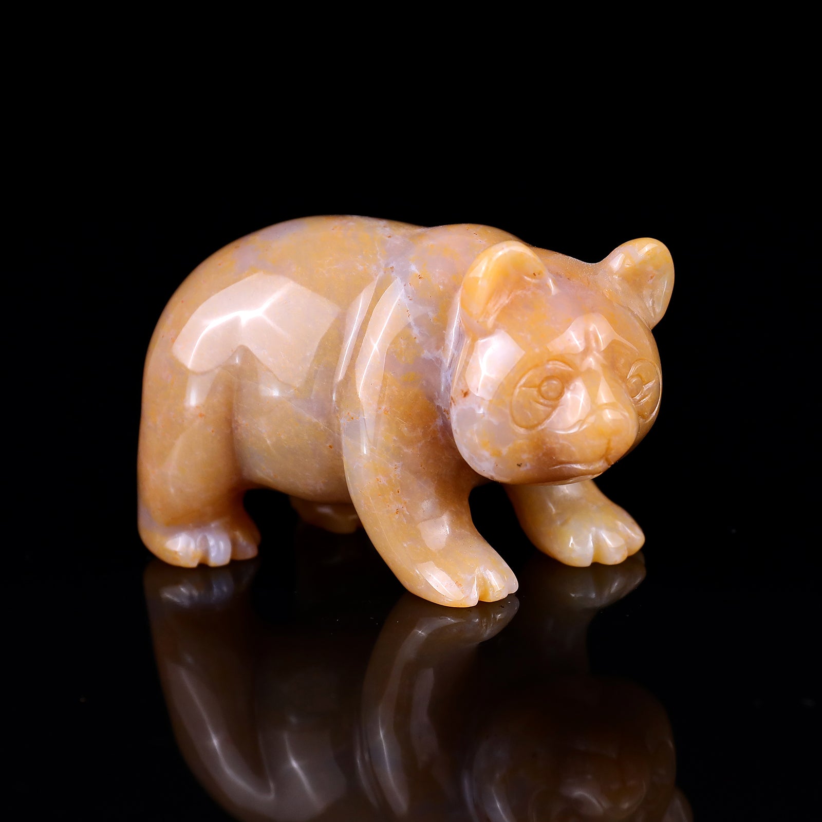 2.9" Chalcedony Hand Carved Crystal Panda Sculpture Crystallumi