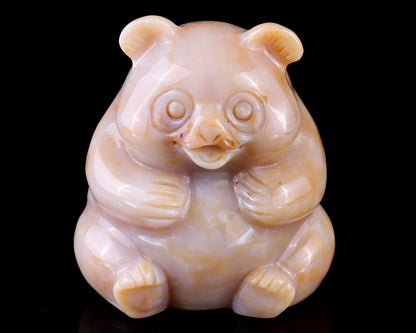 2.9" Chalcedony Hand Carved Crystal Panda Sculpture Crystallumi