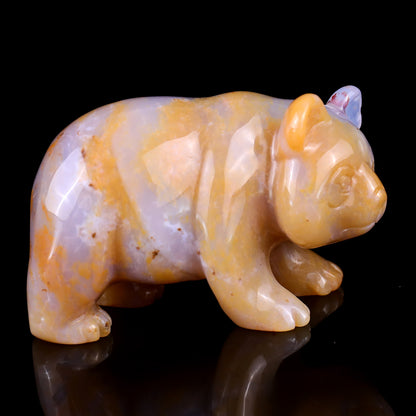 2.9" Chalcedony Hand Carved Crystal Panda Sculpture Crystallumi