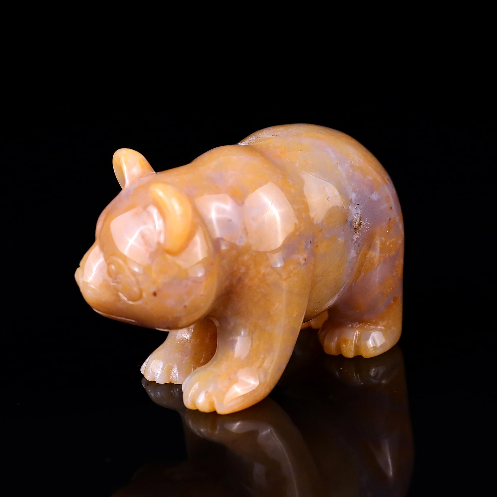 2.9" Chalcedony Hand Carved Crystal Panda Sculpture Crystallumi