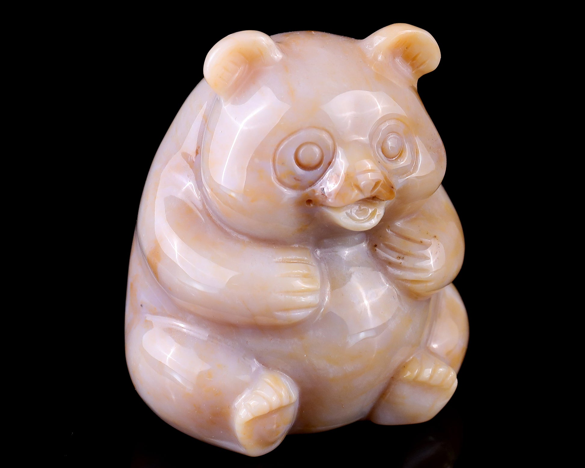 2.9" Chalcedony Hand Carved Crystal Panda Sculpture Crystallumi