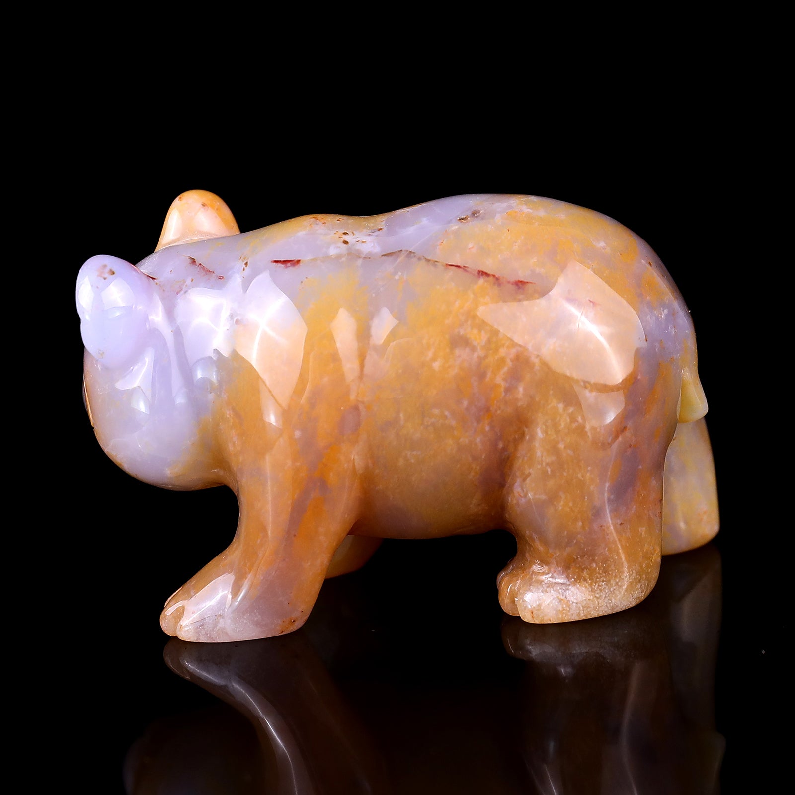 2.9" Chalcedony Hand Carved Crystal Panda Sculpture Crystallumi