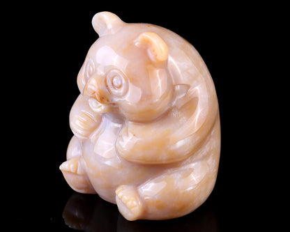 2.9" Chalcedony Hand Carved Crystal Panda Sculpture Crystallumi