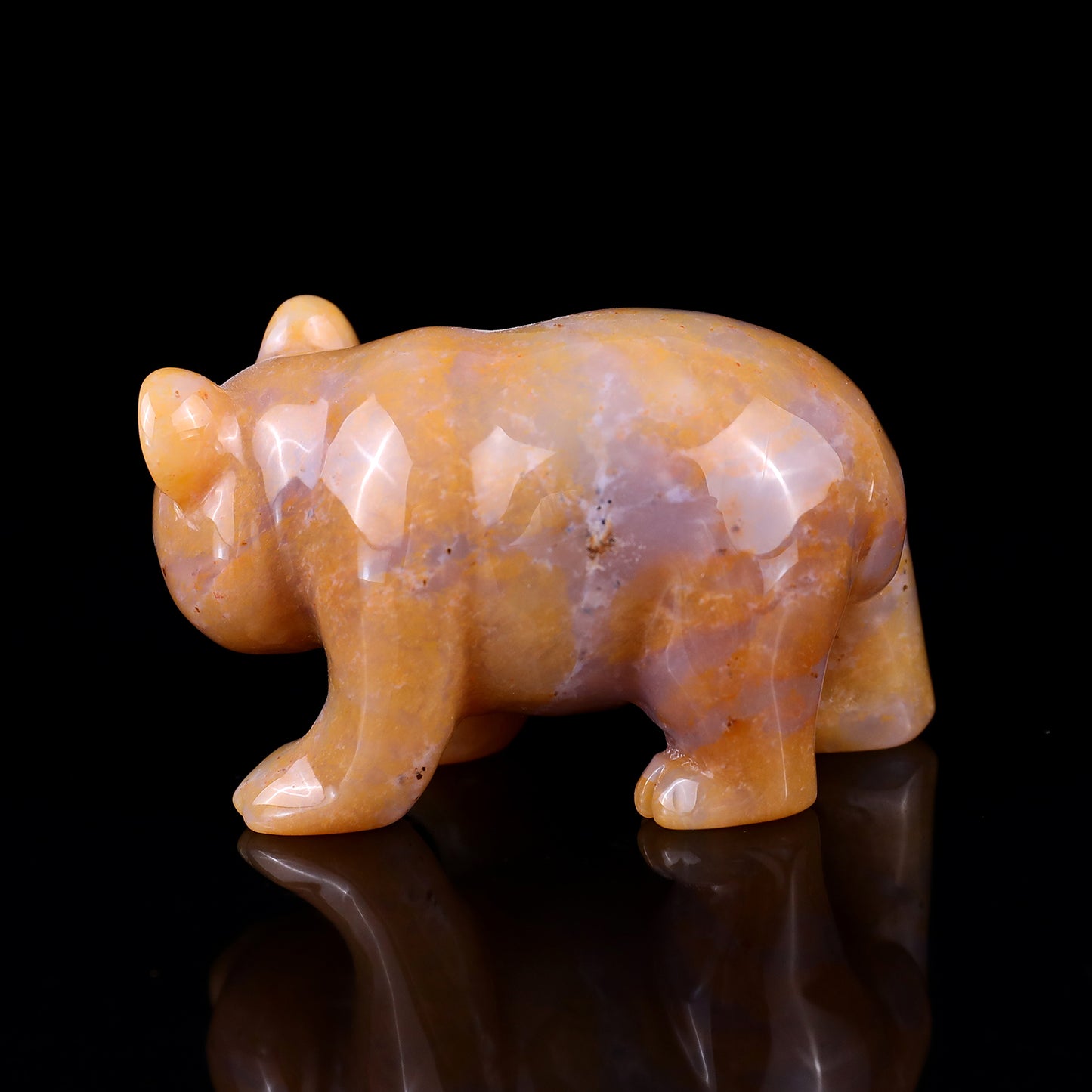 2.9" Chalcedony Hand Carved Crystal Panda Sculpture Crystallumi