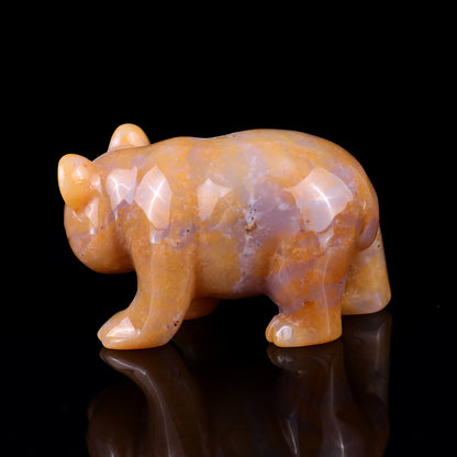 2.9" Chalcedony Hand Carved Crystal Panda Sculpture Crystallumi