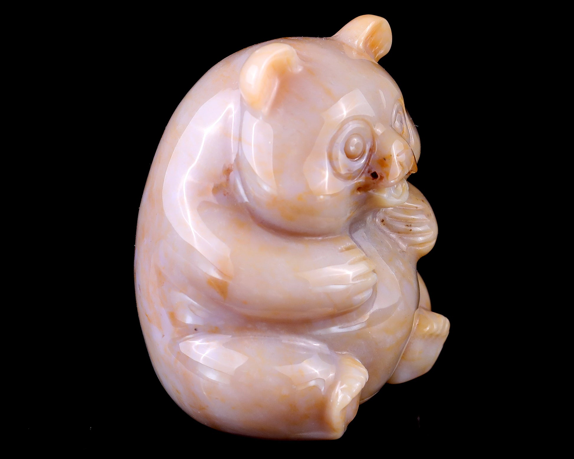 2.9" Chalcedony Hand Carved Crystal Panda Sculpture Crystallumi