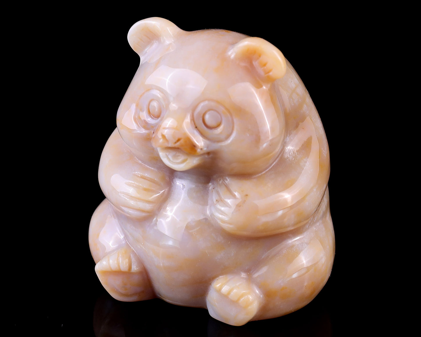 2.9" Chalcedony Hand Carved Crystal Panda Sculpture Crystallumi