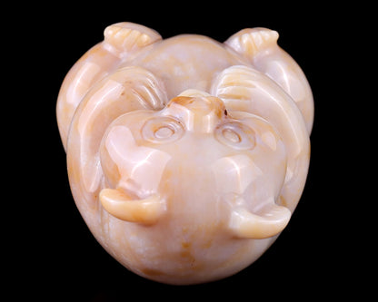 2.9" Chalcedony Hand Carved Crystal Panda Sculpture Crystallumi