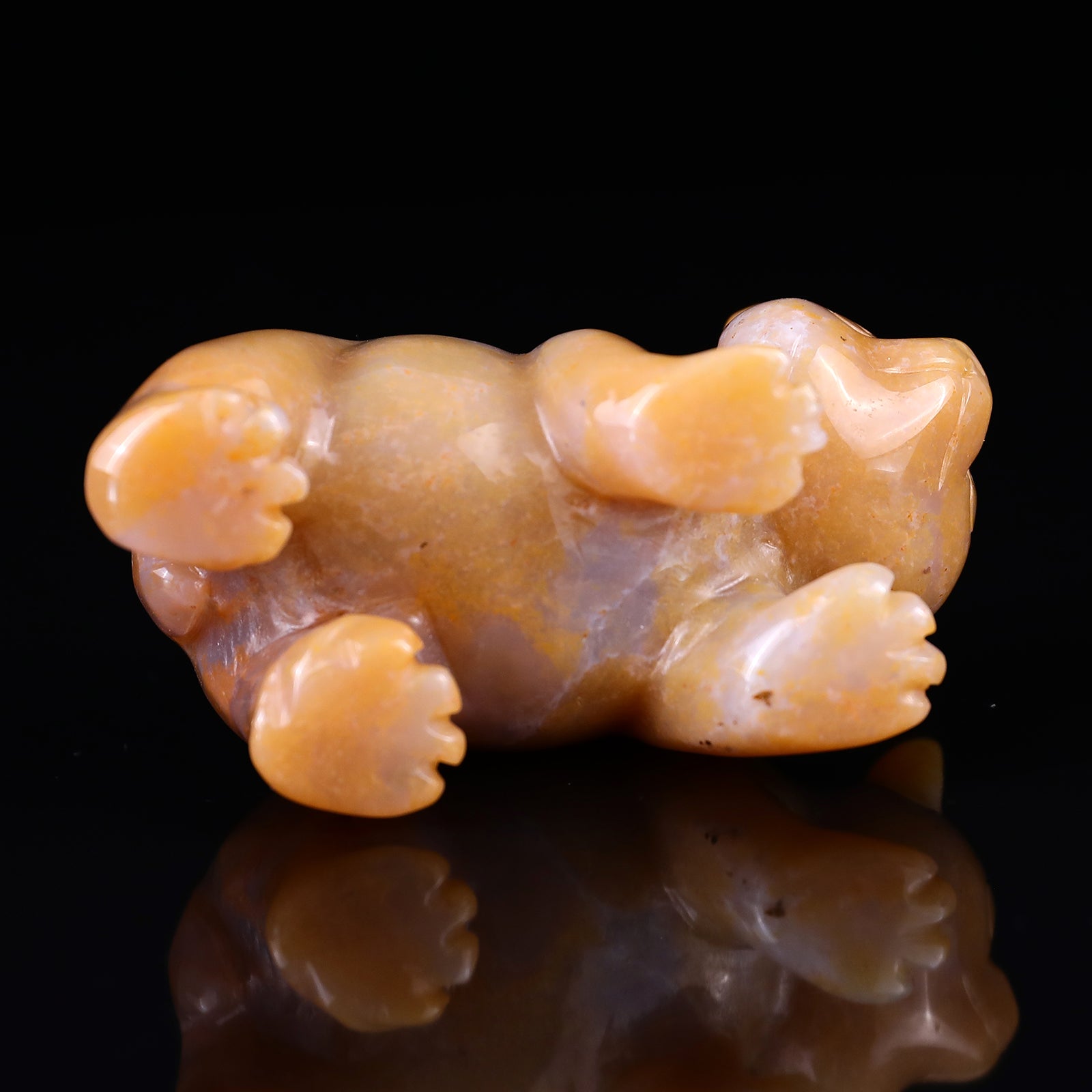 2.9" Chalcedony Hand Carved Crystal Panda Sculpture Crystallumi