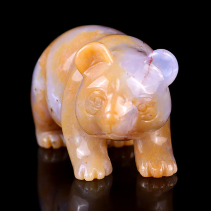 2.9" Chalcedony Hand Carved Crystal Panda Sculpture Crystallumi