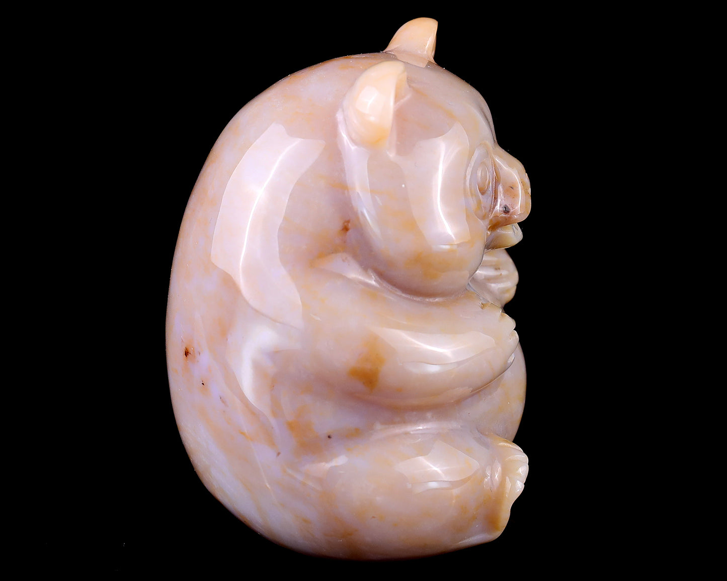 2.9" Chalcedony Hand Carved Crystal Panda Sculpture Crystallumi