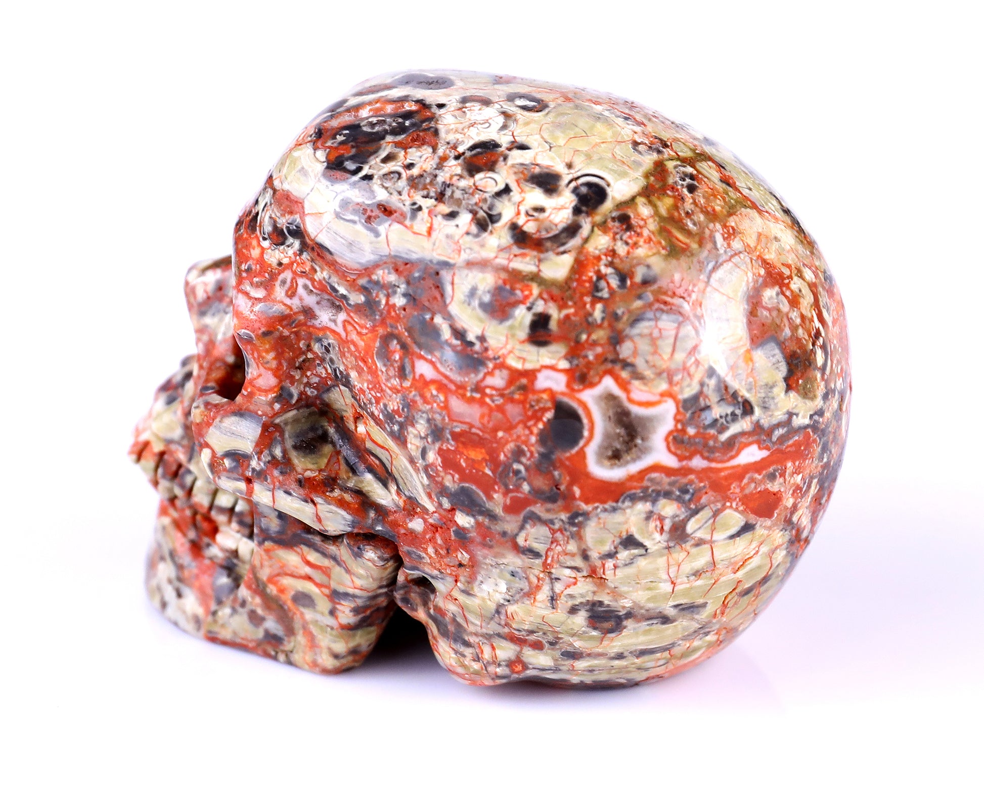 2.9" Coin Agate Hand Carved Crystal Realistic Skull Sculpture Crystallumi