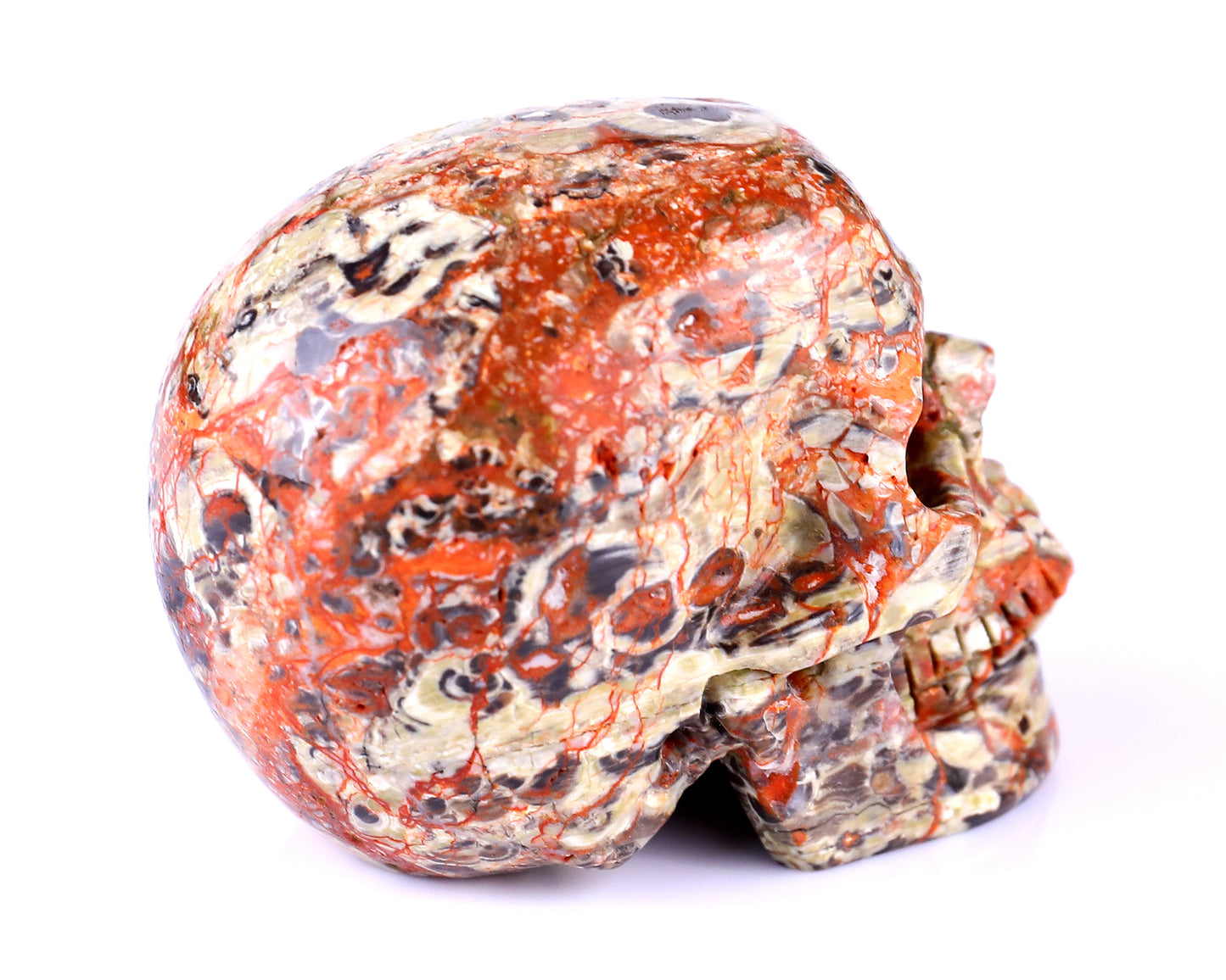 2.9" Coin Agate Hand Carved Crystal Realistic Skull Sculpture Crystallumi