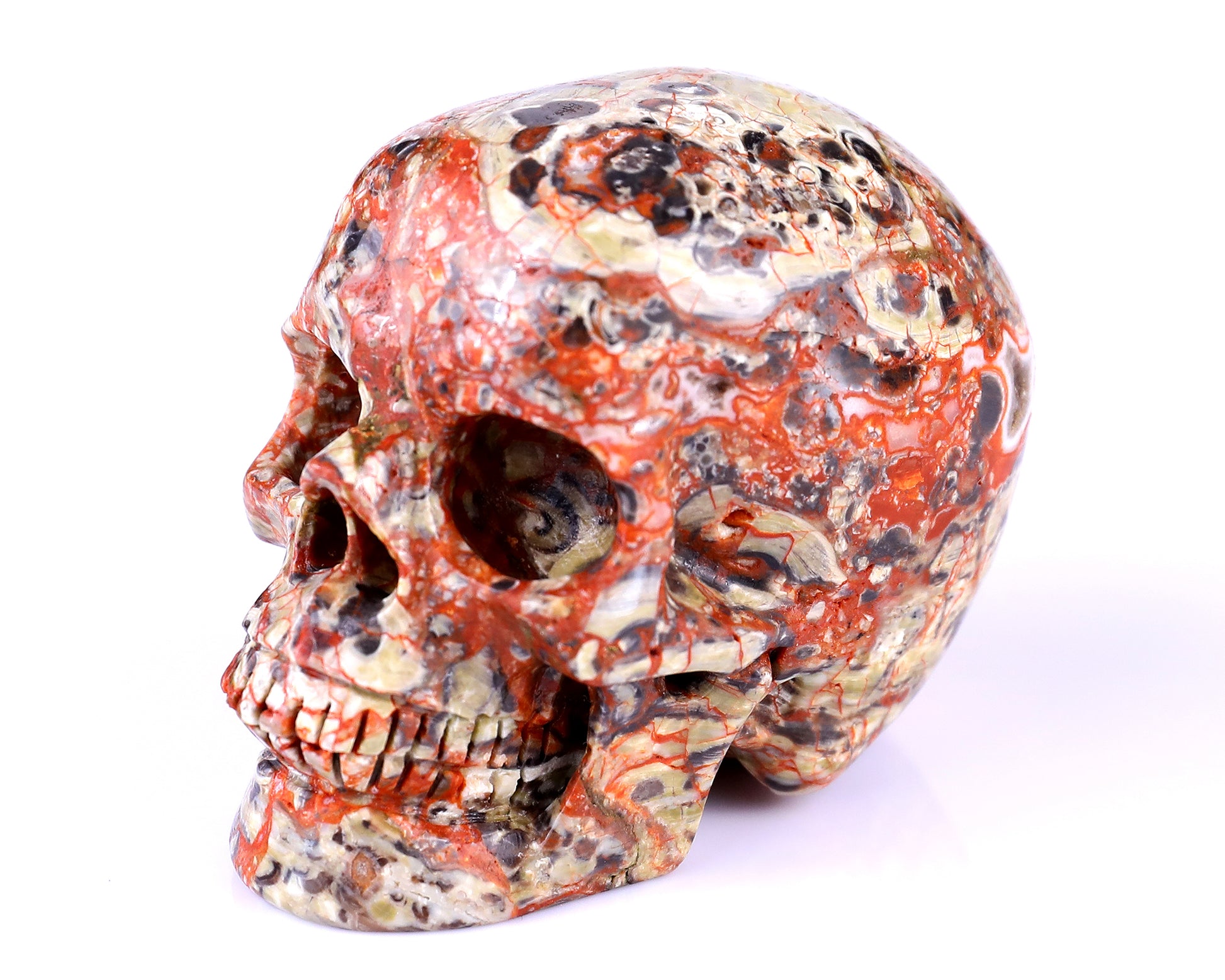 2.9" Coin Agate Hand Carved Crystal Realistic Skull Sculpture Crystallumi