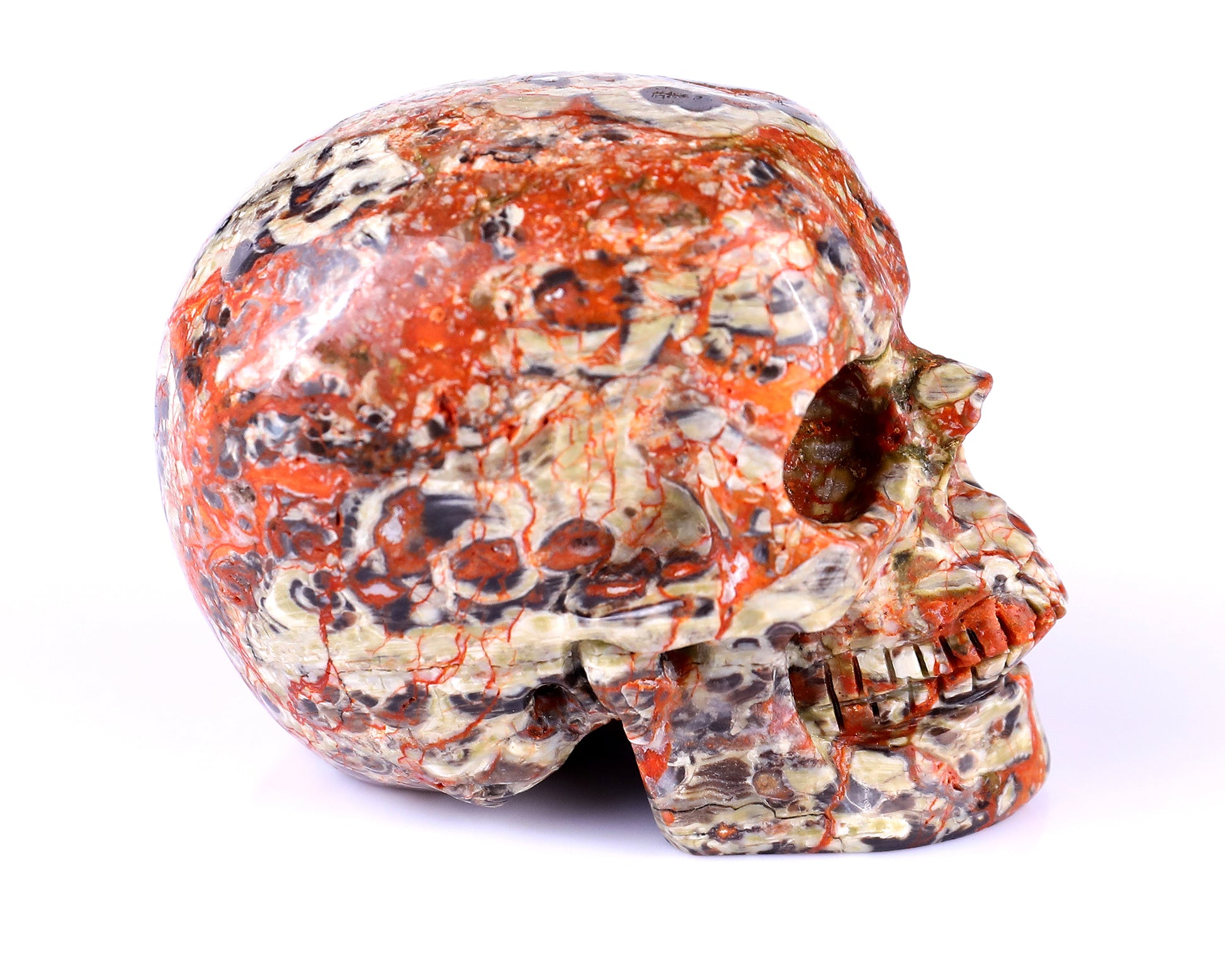 2.9" Coin Agate Hand Carved Crystal Realistic Skull Sculpture Crystallumi