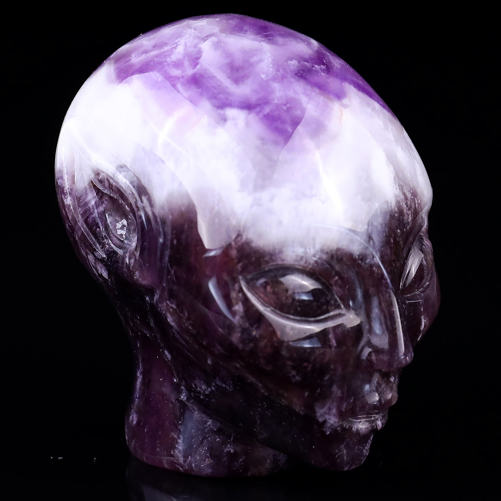 2.9"Dream Amethyst Hand Carved Crystal Elf Alien Sculpture Crystallumi