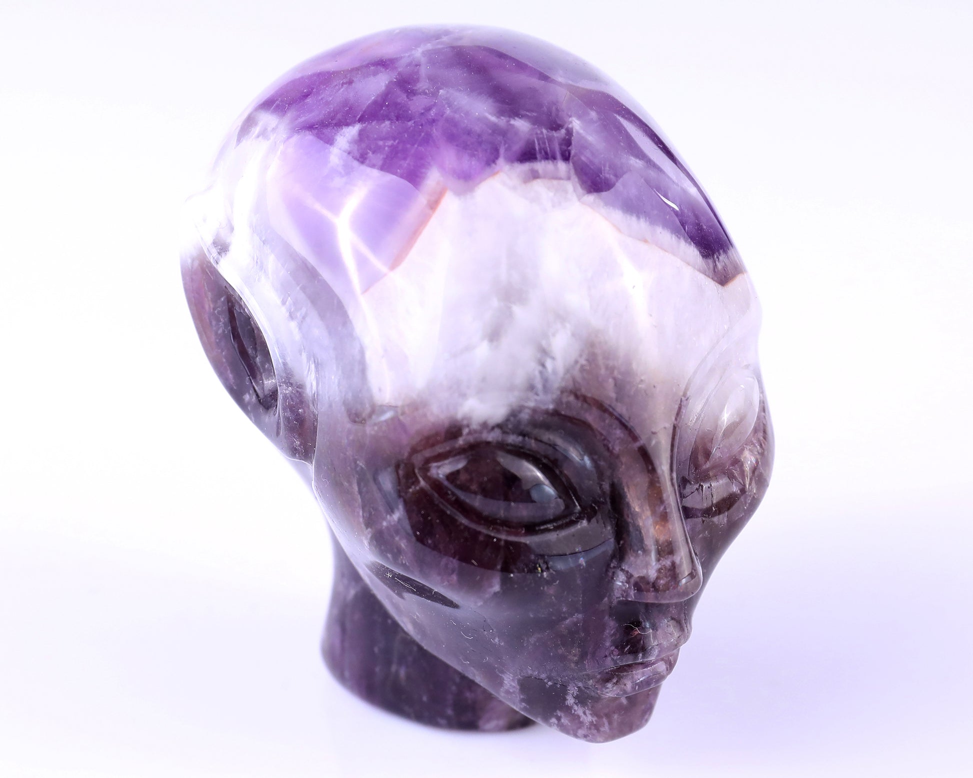 2.9" Dream Amethyst Hand Carved Crystal Elf Alien Sculpture Crystallumi