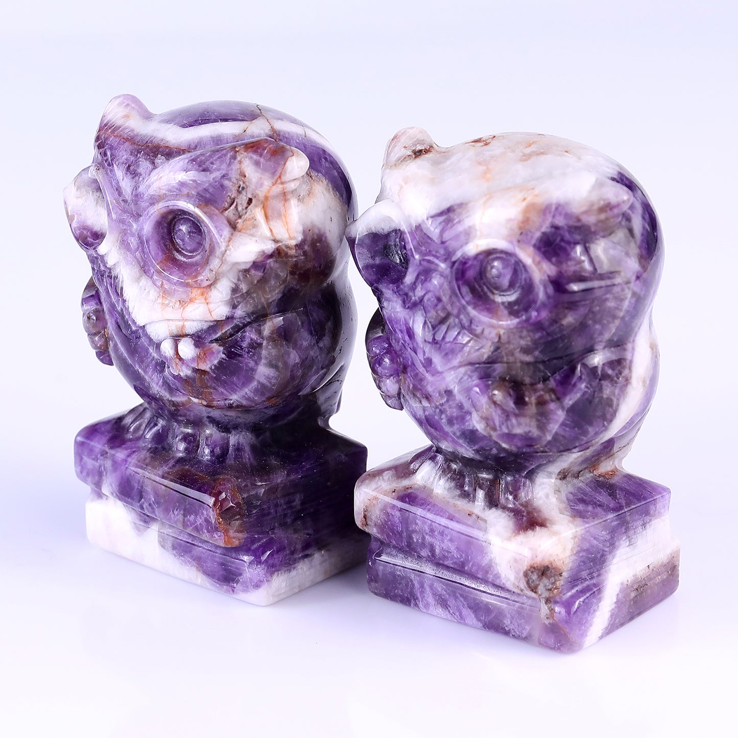 2.9" Dream Amethyst Hand Carved Crystal Owl Sculpture Crystallumi