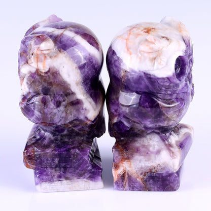 2.9" Dream Amethyst Hand Carved Crystal Owl Sculpture Crystallumi