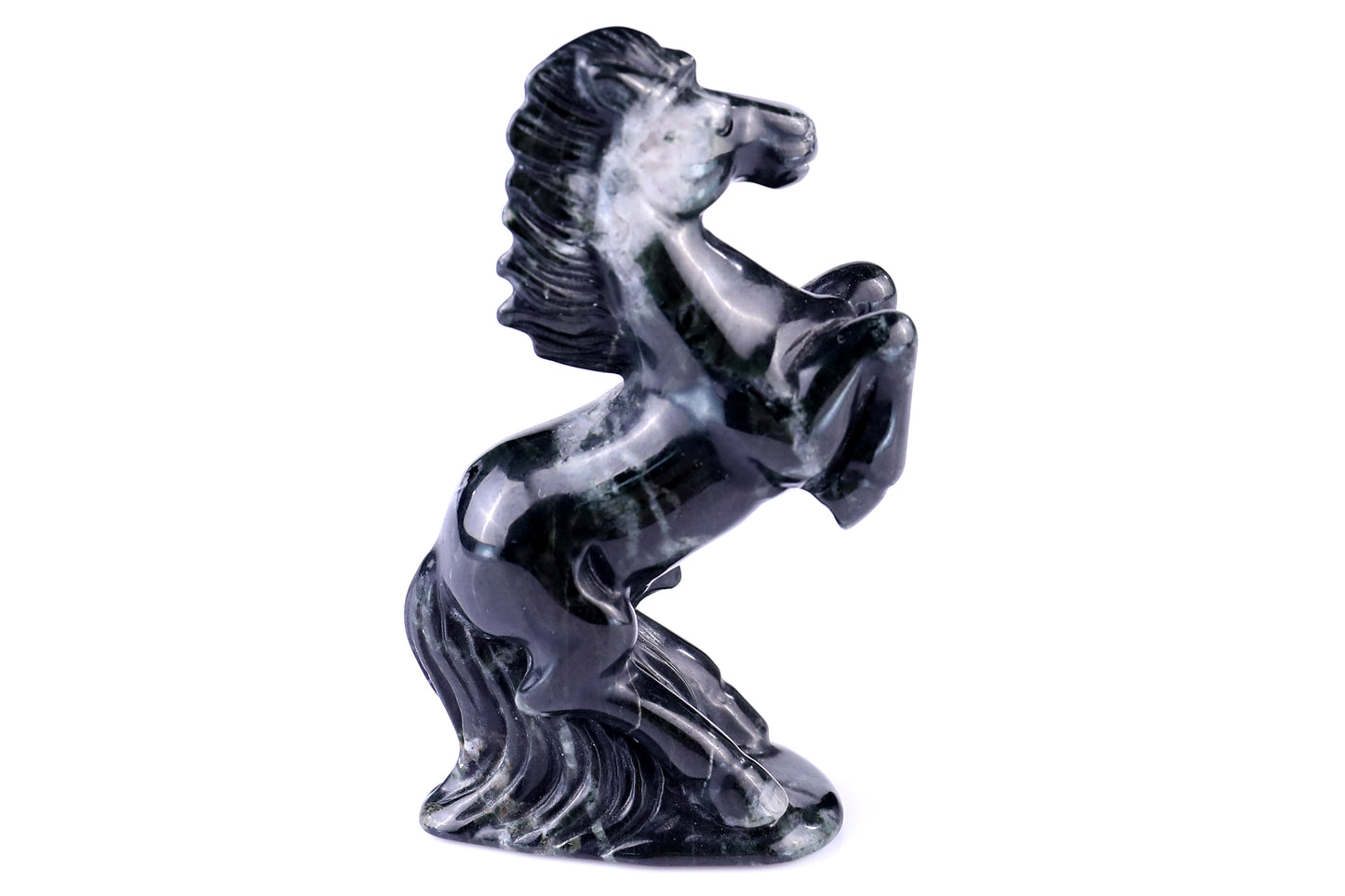 2.9" Jiulong Jade Hand Carved Crystal Horse Sculpture Crystallumi