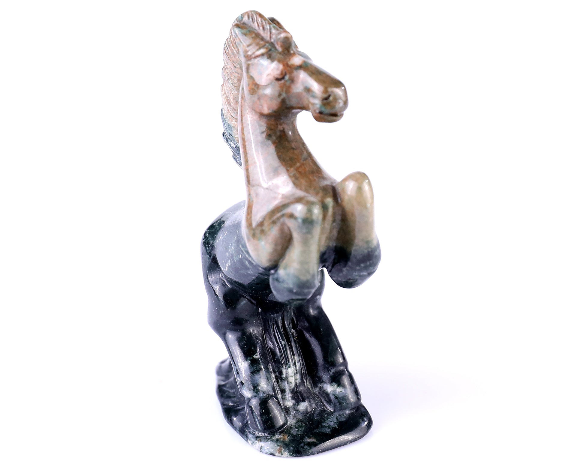 2.9" Jiulong Jade Hand Carved Crystal Horse Sculpture Crystallumi