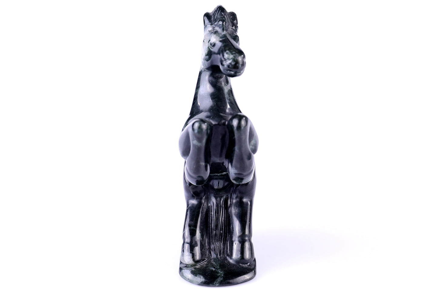 2.9" Jiulong Jade Hand Carved Crystal Horse Sculpture Crystallumi