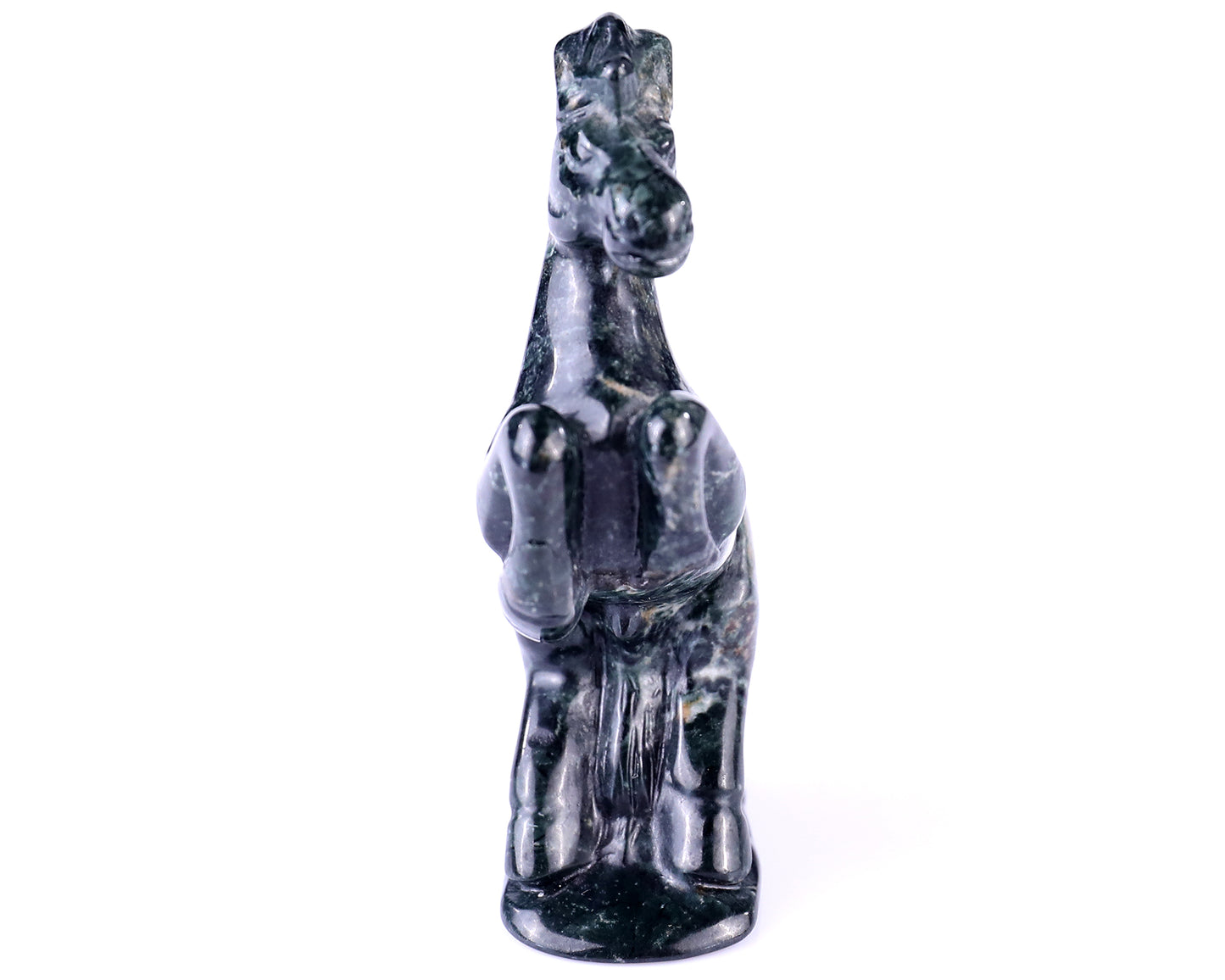 2.9" Jiulong Jade Hand Carved Crystal Horse Sculpture Crystallumi