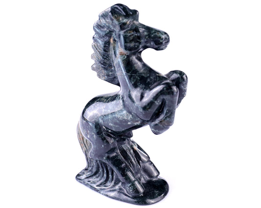 2.9" Jiulong Jade Hand Carved Crystal Horse Sculpture Crystallumi