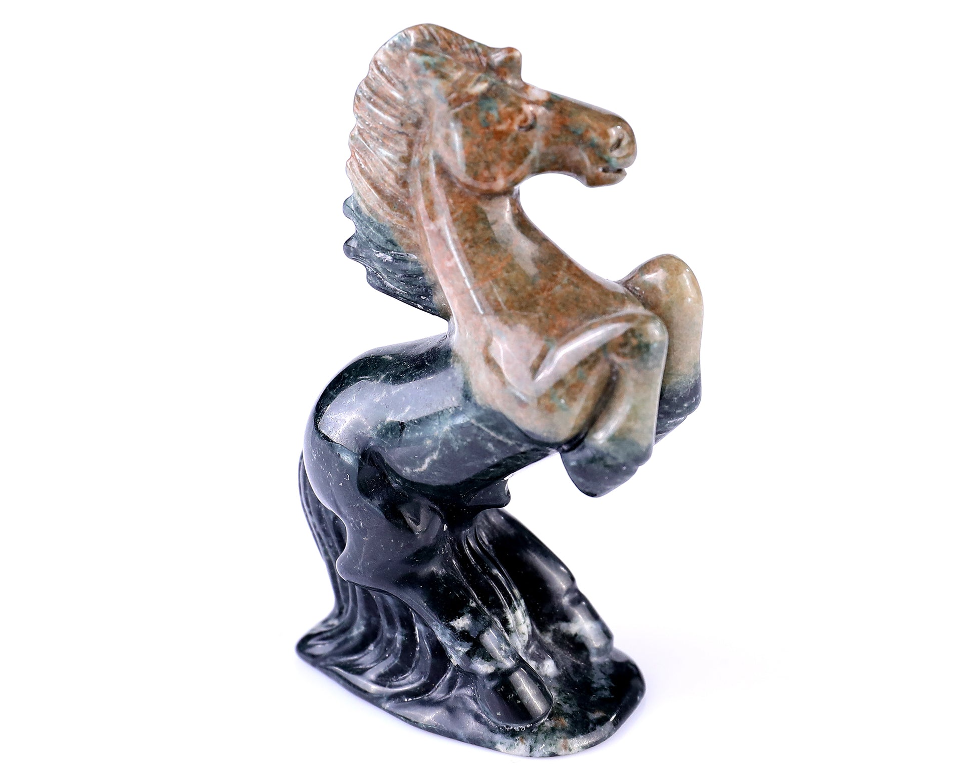 2.9" Jiulong Jade Hand Carved Crystal Horse Sculpture Crystallumi