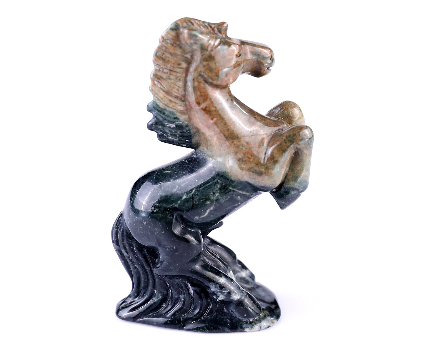 2.9" Jiulong Jade Hand Carved Crystal Horse Sculpture Crystallumi