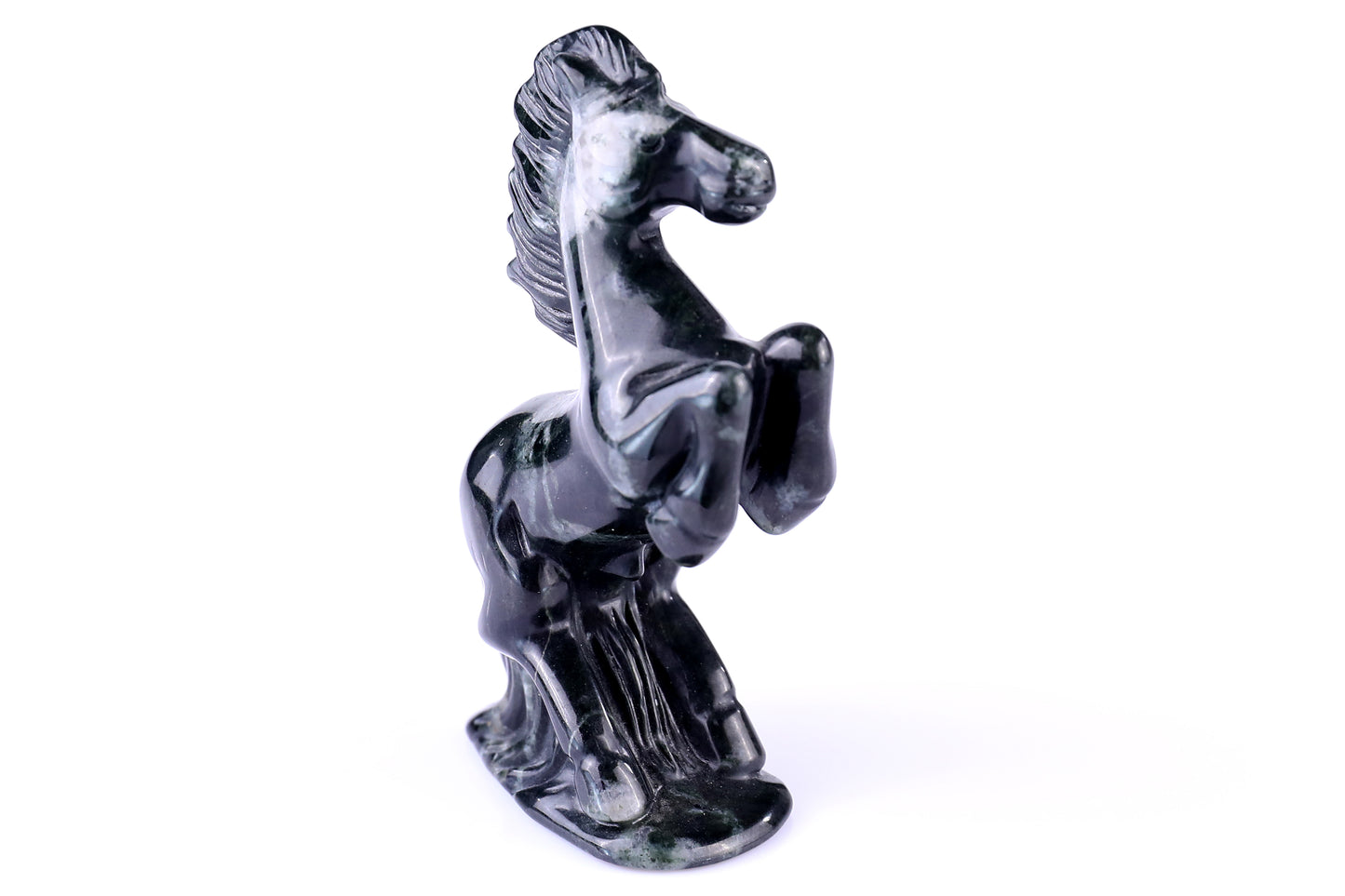 2.9" Jiulong Jade Hand Carved Crystal Horse Sculpture Crystallumi