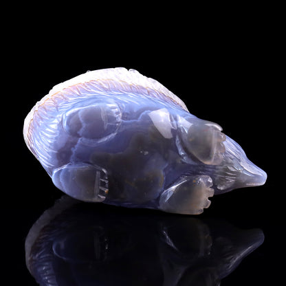 2.9" Quartz Rock Druse Hand Carved Crystal Hedgehog Sculpture Crystallumi