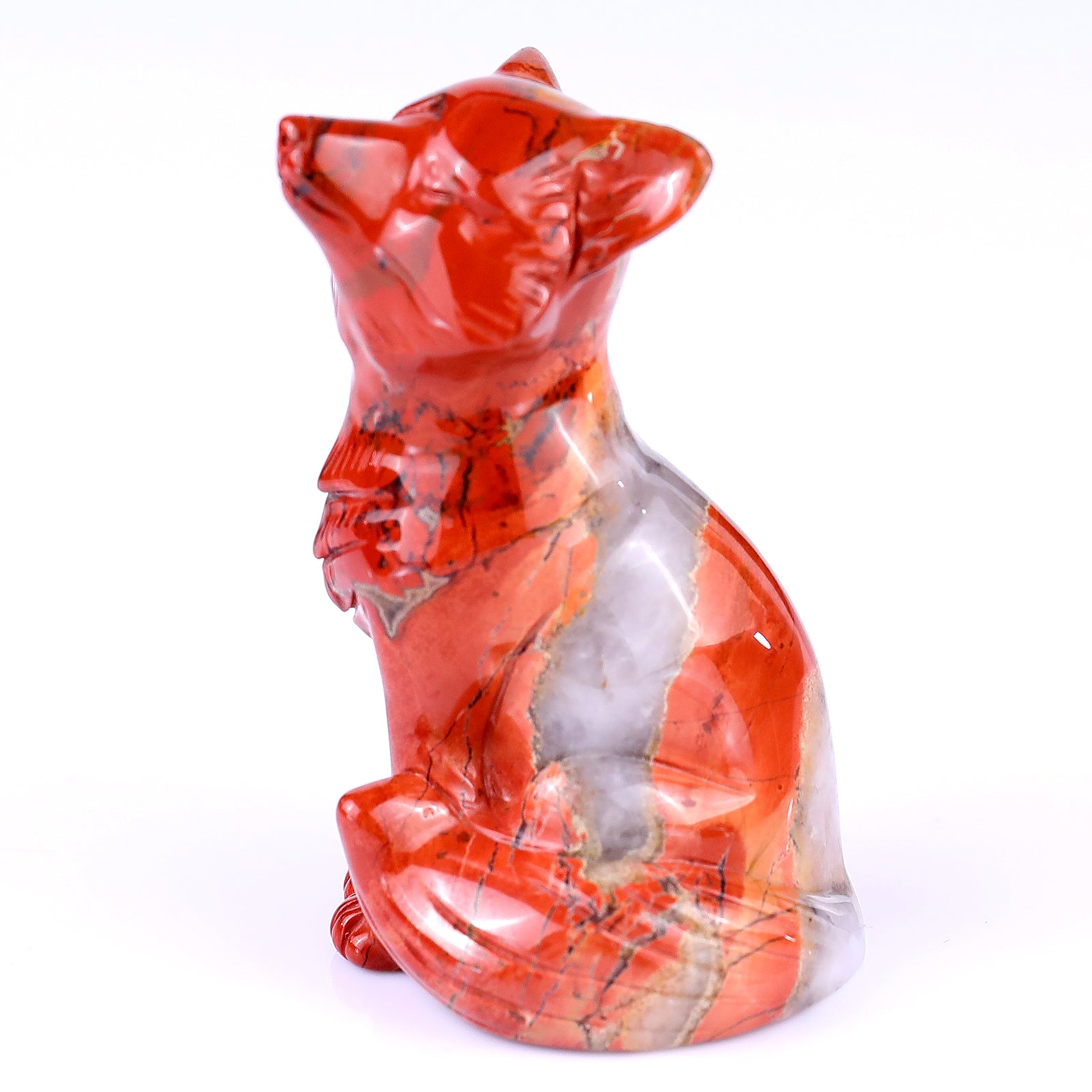 2.9" Red Jasper Hand Carved Crystal Fox Sculpture Crystallumi