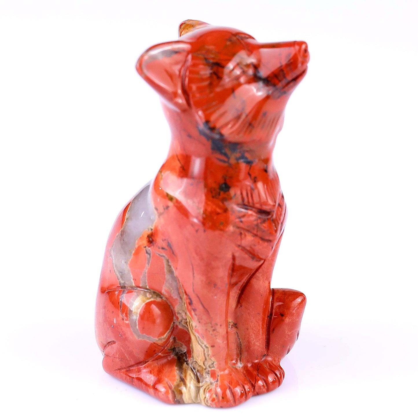 2.9" Red Jasper Hand Carved Crystal Fox Sculpture Crystallumi