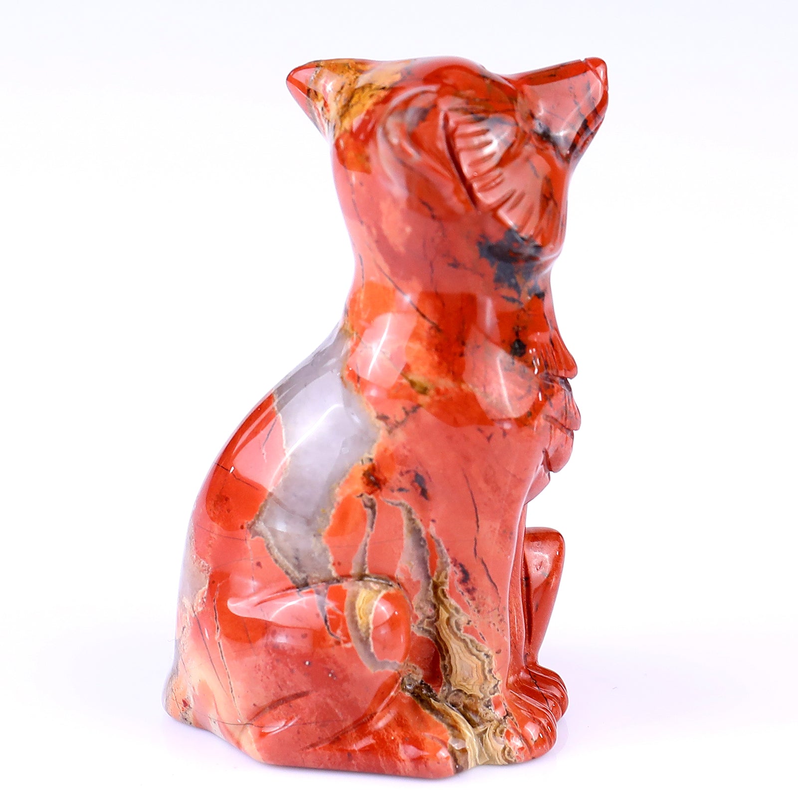 2.9" Red Jasper Hand Carved Crystal Fox Sculpture Crystallumi